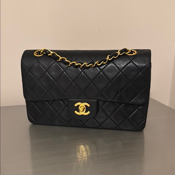CHANEL Handbags - Chanel Double Flap Lambskin Black with 24k gold plate hardware